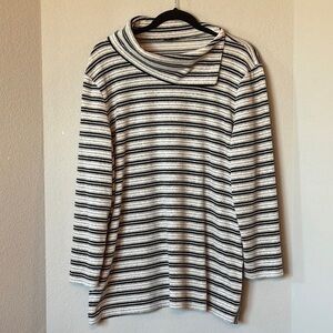 Talbots Velour Striped Cowl Neck Pullover Top Plus 2X